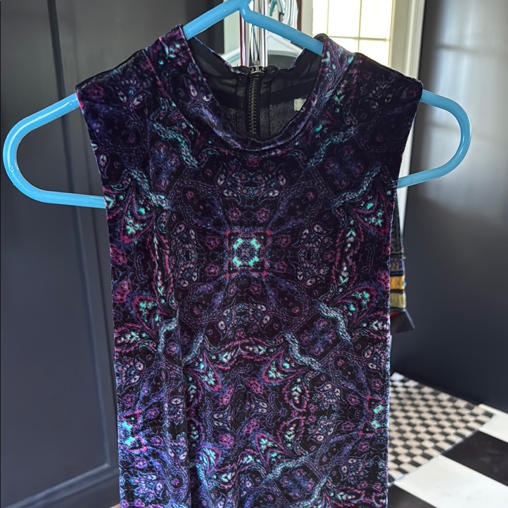 Ecote Intricate Purple and Blue Tank Dress